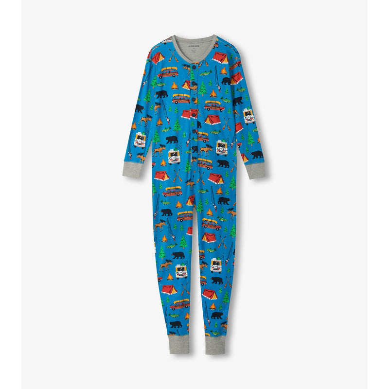 Little Blue House - Unisex Retro Camping Adult Union Suit
