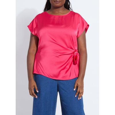 Lysse - Womens Rosalia Tie Drape Mix Media Top Curvy