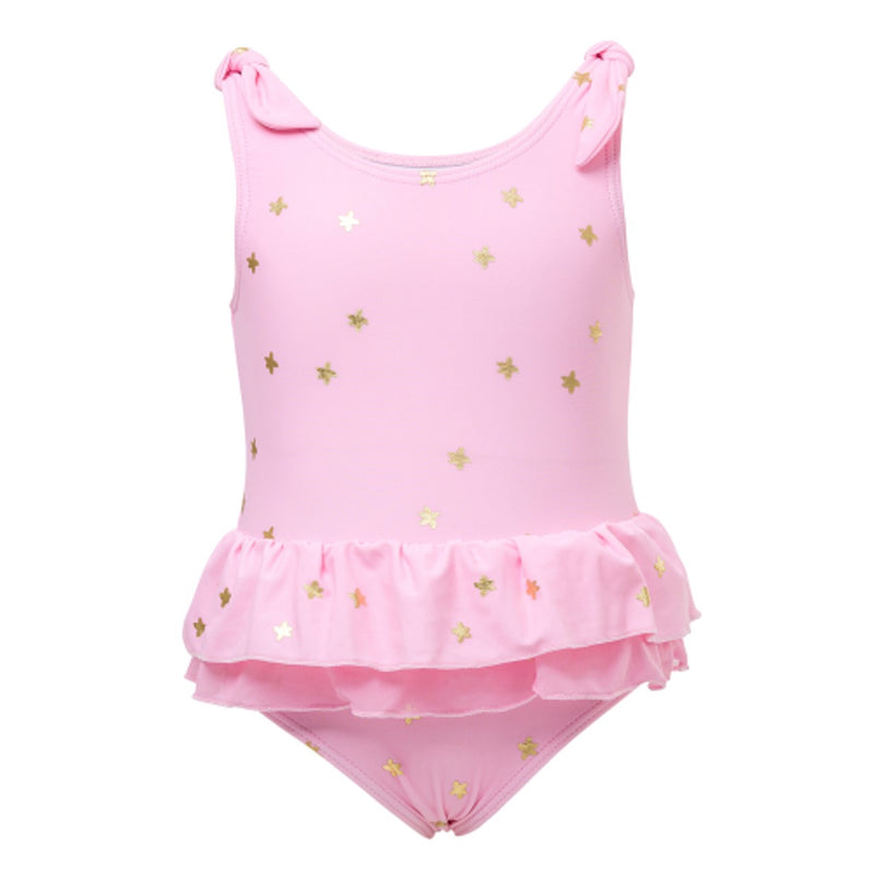 Snapper Rock - Baby Pink Gold Star Frill Skirt Swi