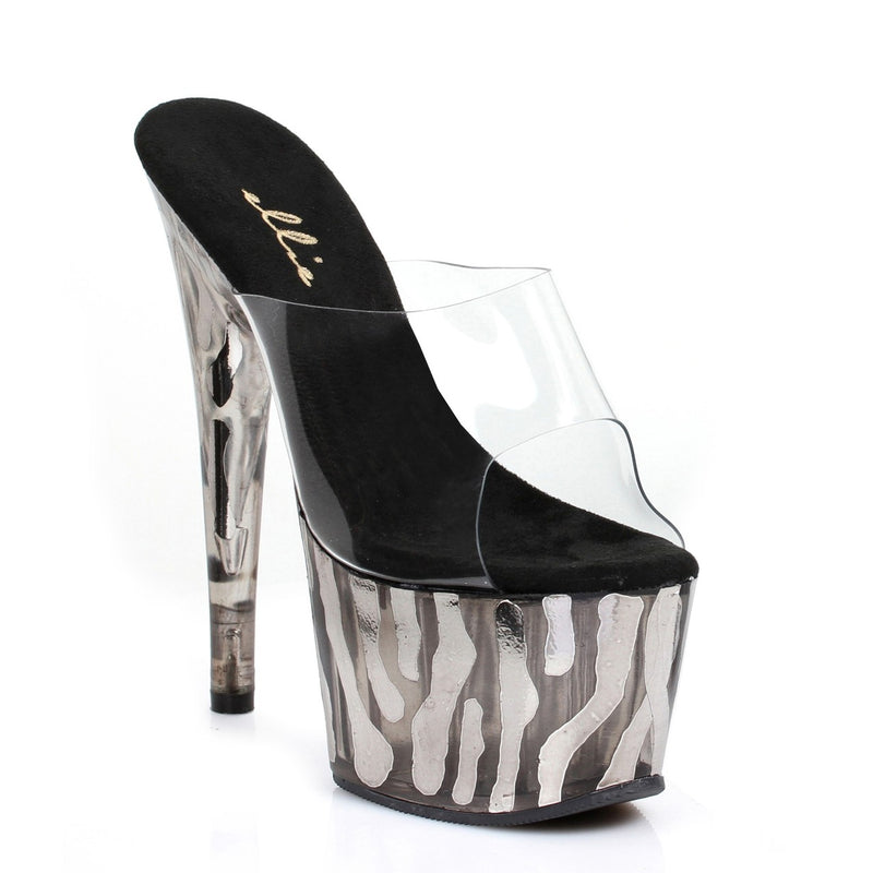 Ellie Shoes - 7 Inch Mule with Metallic Zebra Pattern