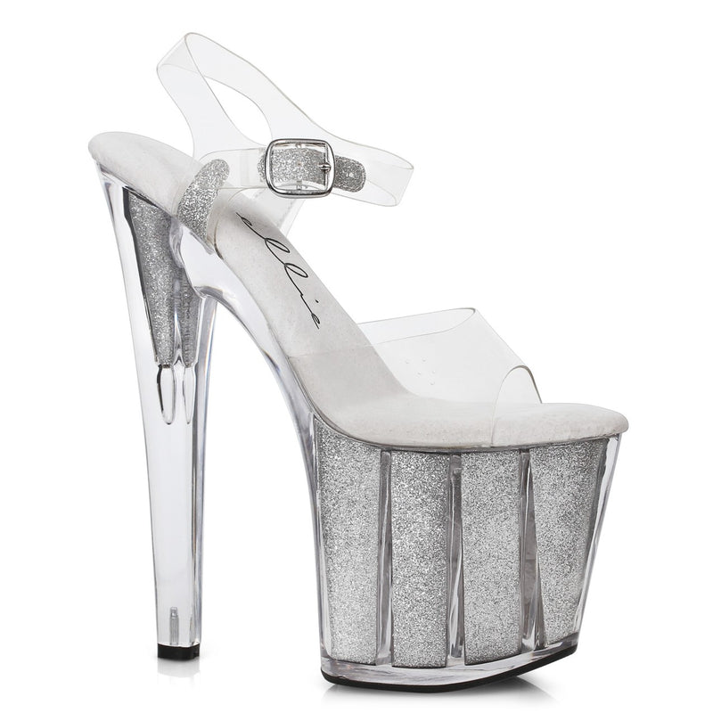 Ellie Shoes - 8" Pointed Stiletto Sandal W/Glitter in Platform