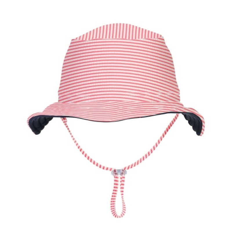 Snapper Rock - Kids Red & White Stripe Reversible Bucket Hat