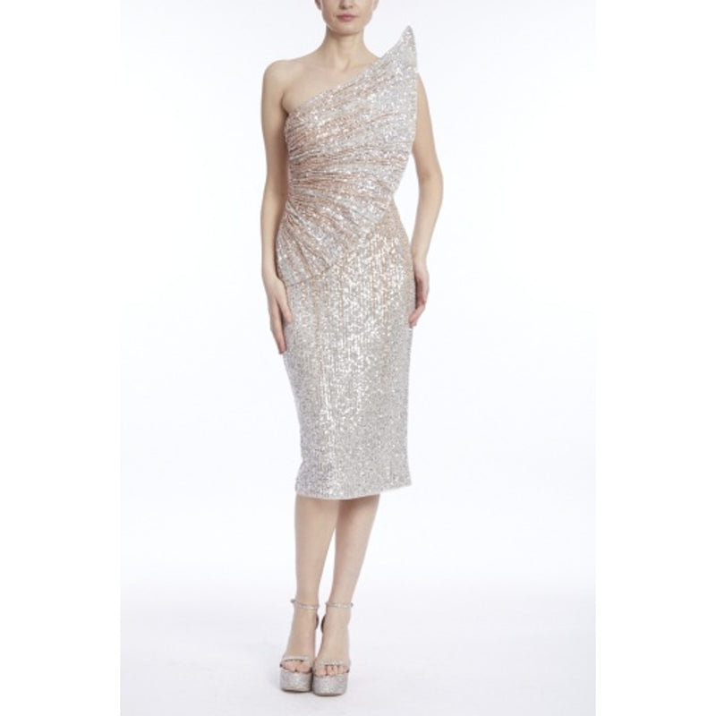 Badgley Mischka - Womens Assym Pleat Sequin