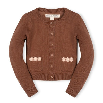 Hope & Henry - Girls Organic Rosette Pocket Cardigan