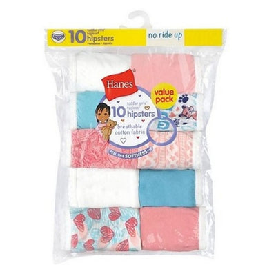 Hanes - Girls Toddler Girls' Cotton Hipster Underwear 10-Pack
