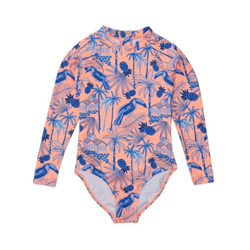 Snapper Rock - Girls Tropicana Vacay Sustainable Long Sleeve Surf Suit