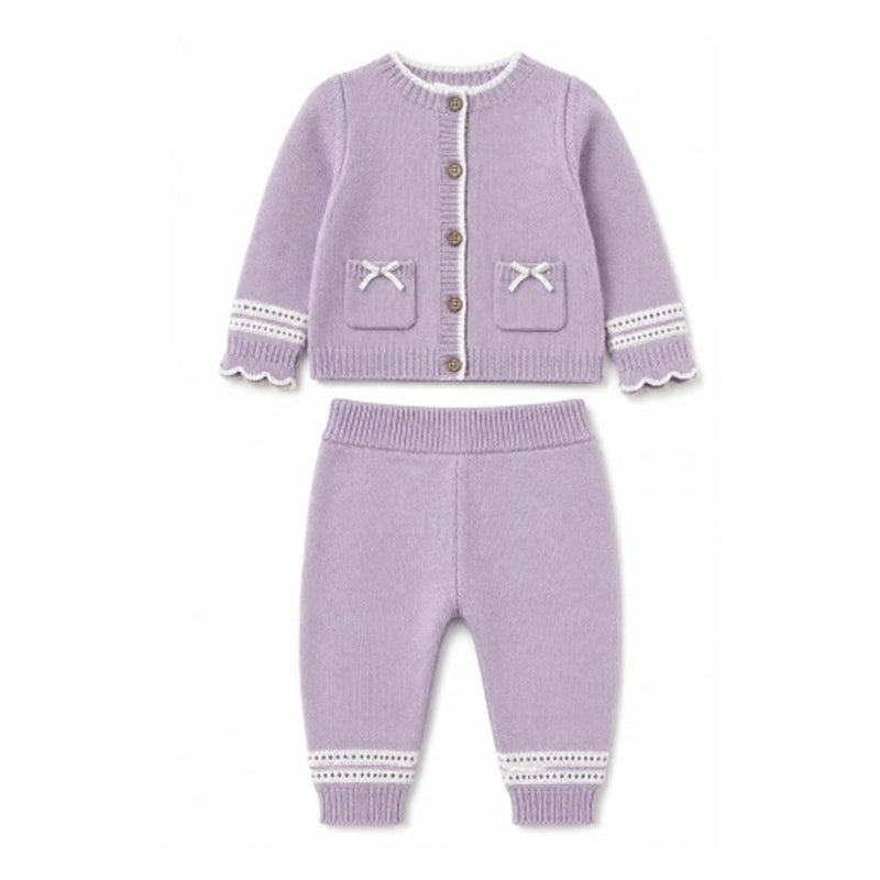 Hope & Henry - Baby Organic Ruffle Cardigan & Legging Sweater Set