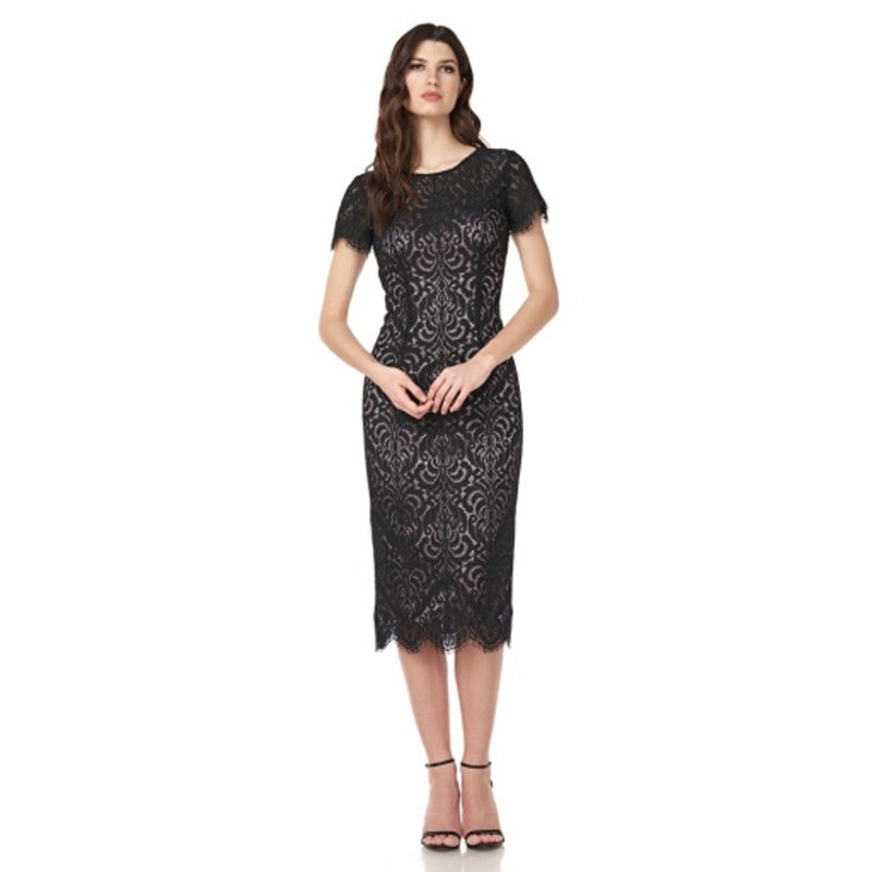 JS Collections - Womens Short Sleeve Lace Cocktail