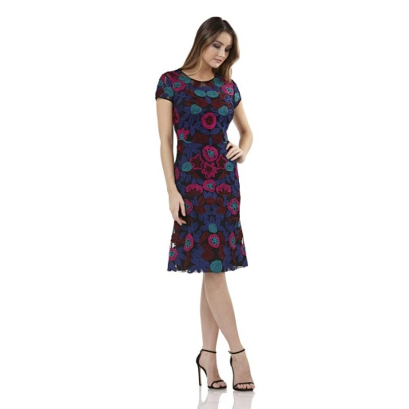 JS Collections - Womens Floral Soutache Cocktail Dress