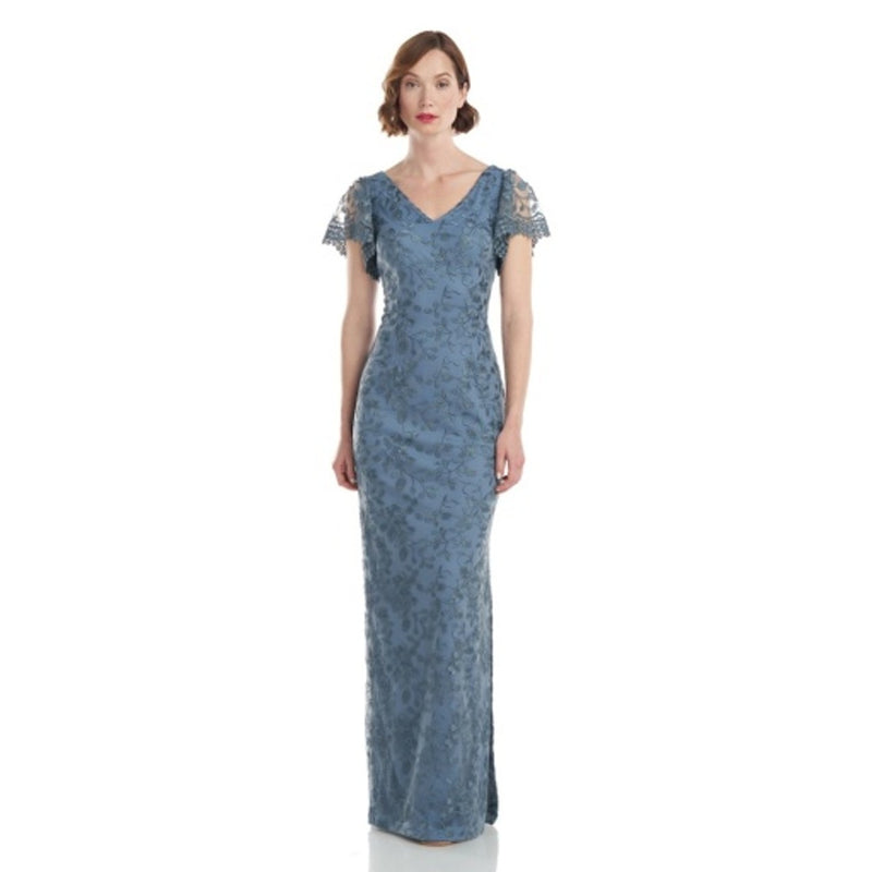 JS Collections - Womens Helena Flutter Sleeve Gown