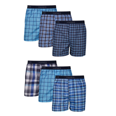 Hanes - Mens Boxer Underwear Moisture-Wicking Plaids 6-Pack