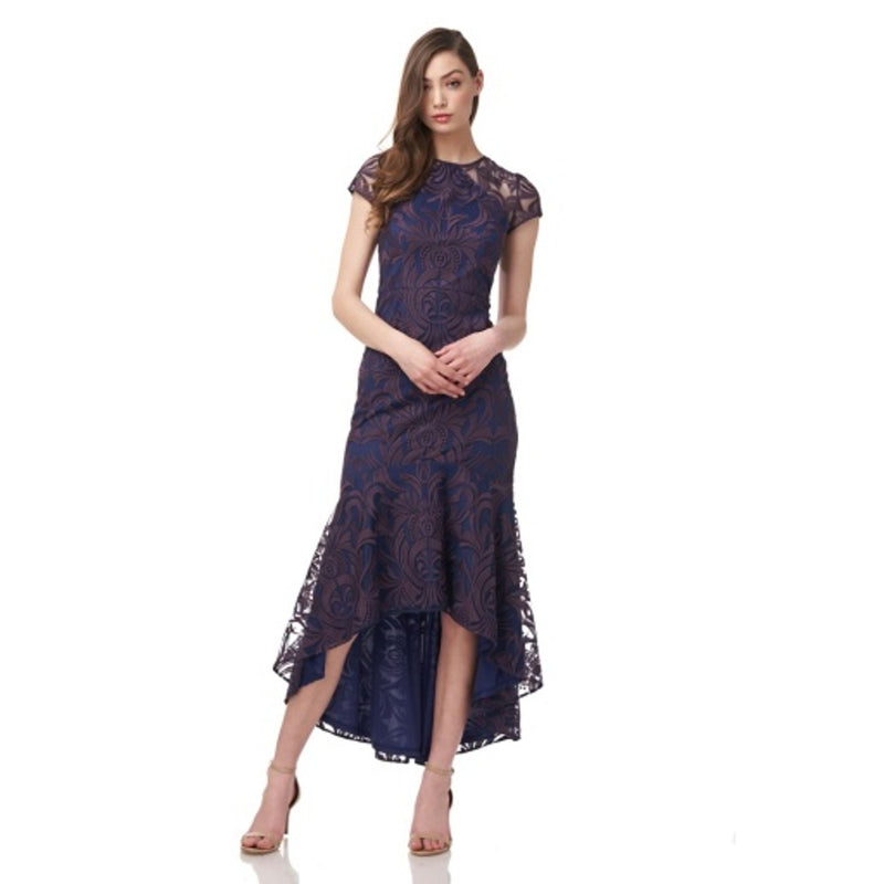 JS Collections - Womens Fawn Jewel Neck High-Low Dress