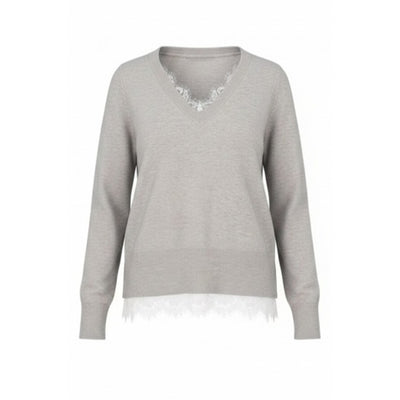 Liverpool Los Angeles - Womens Vneck Long Slv Sweater with Lace