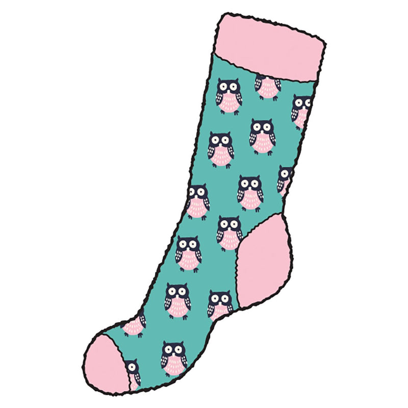 Little Blue House - Unisex Patterened Owls Fuzzy Socks