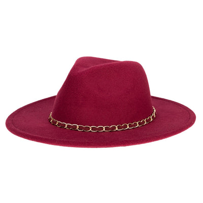 San Diego Hat Company - Faux Felt Fedora with Chain Trim