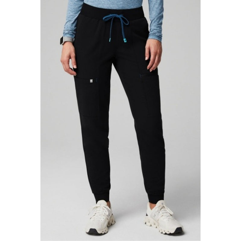 Fabletics - Womens on-Call Scrub Jogger - Black/Caribbean Blue