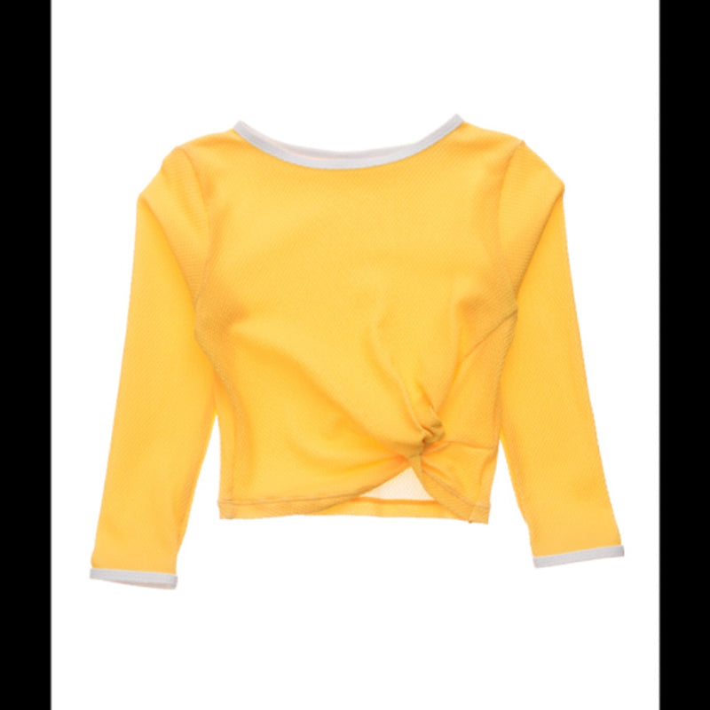 Snapper Rock - Girls Marigold Long Sleeve Wrap Crop Top