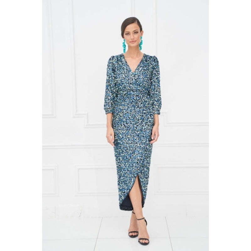 JS Collections - Womens Puff Sleeve Sequin Wrap