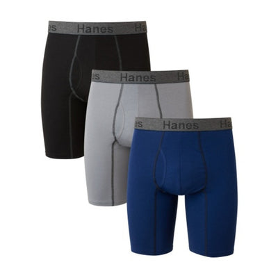 Hanes - Mens Comfort Flex Fit Men's Long Leg Boxer Brief Underwear Moisture-Wicking 3-Pack