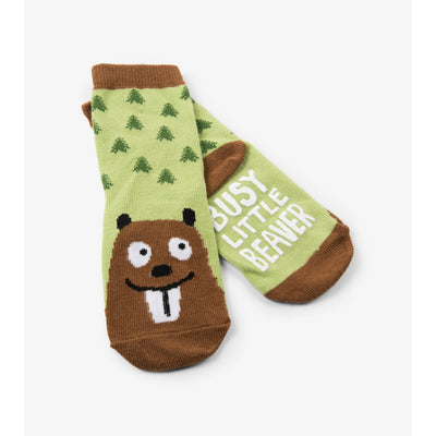 Little Blue House - Busy Little Beaver Kids Animal Face Socks
