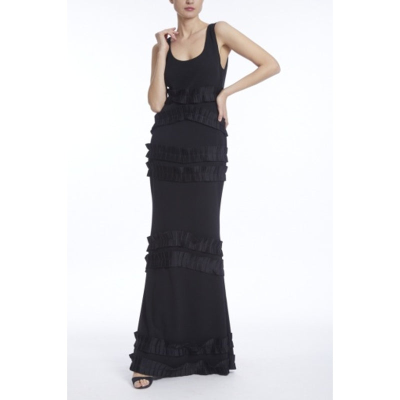 Badgley Mischka - Womens Stn Chiff Rffl Gwn