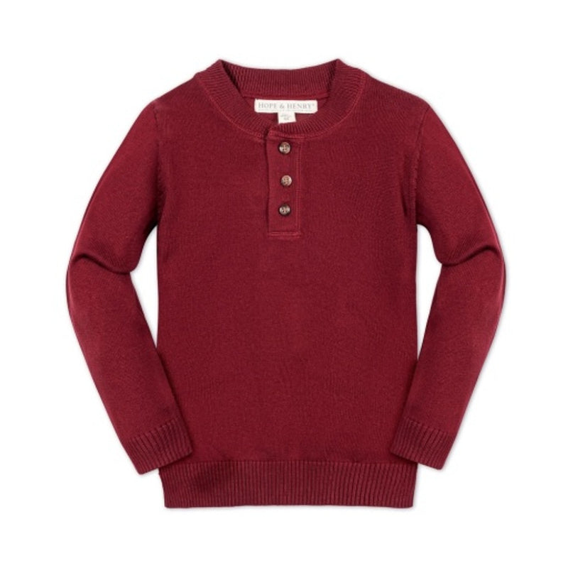 Hope & Henry - Boys Organic Sweater Henley with Elbow Patches