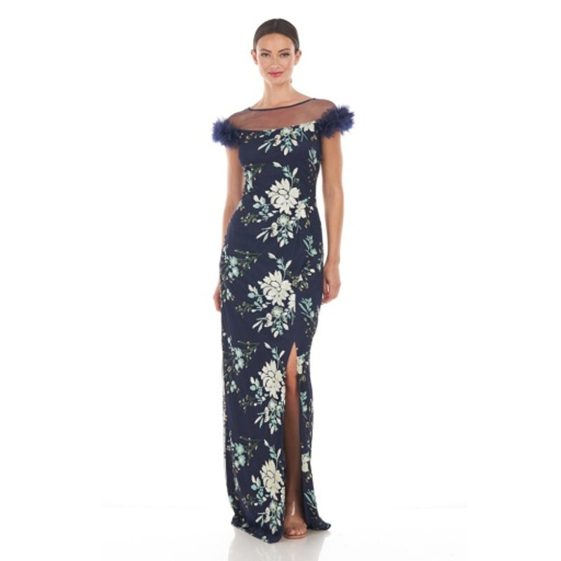 JS Collections - Womens Hally 3d Applique Column Gown