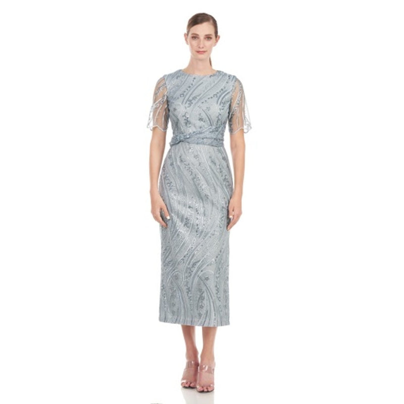 JS Collections - Womens Kathy Bow Cummerbund Dress