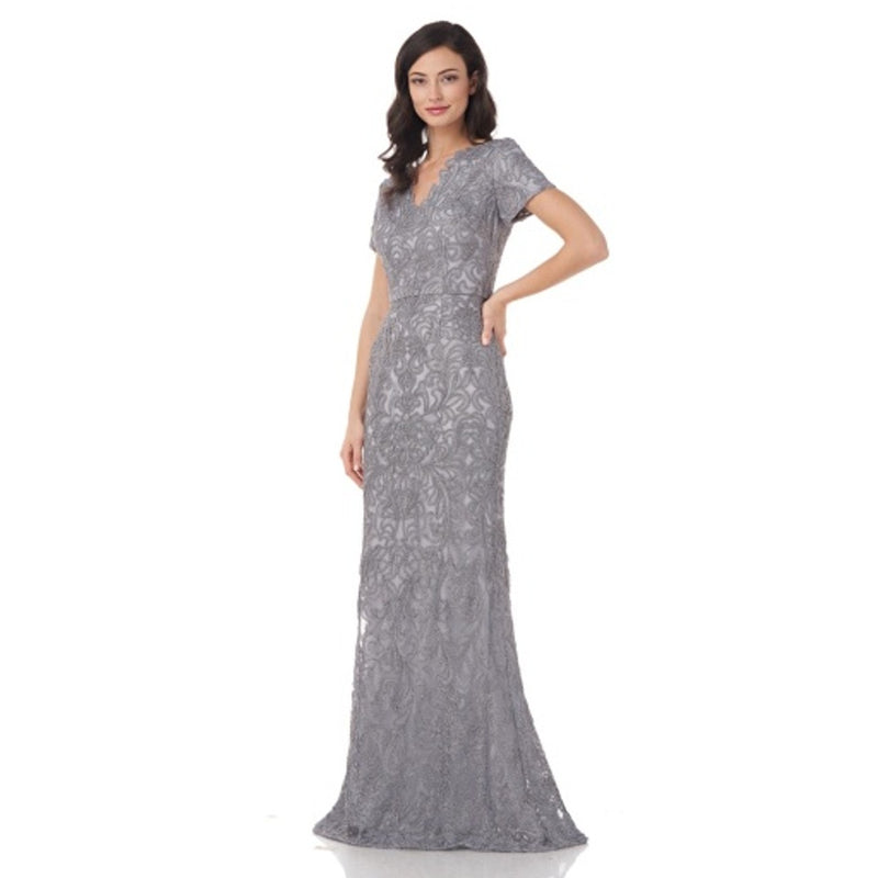 JS Collections - Womens Metallic Embroidered Gown