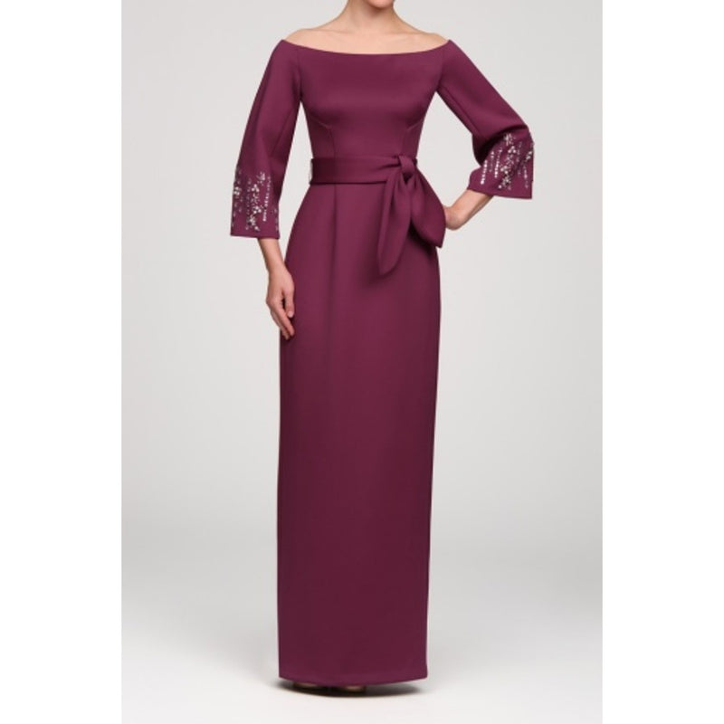 JS Collections - Womens Eden Beaded Sleeve Detail Gown