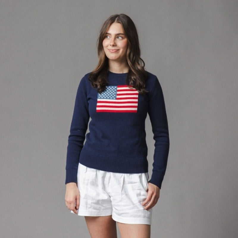 Hope & Henry - Womens Organic Crew Neck Flag Sweater