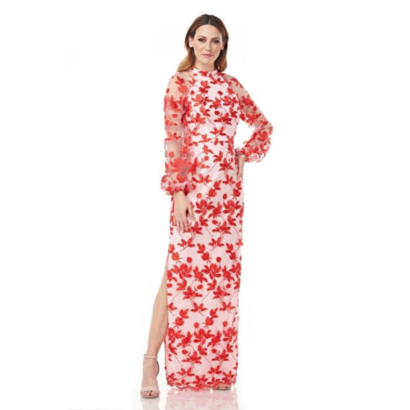 JS Collections - Womens Clarissa Mock Neck Column Gown