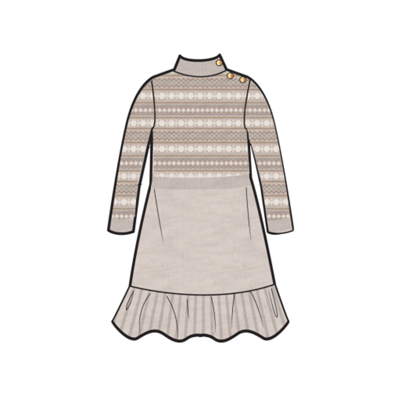 Hope & Henry - Girls Organic Mock Neck Flounce Sweater Dress