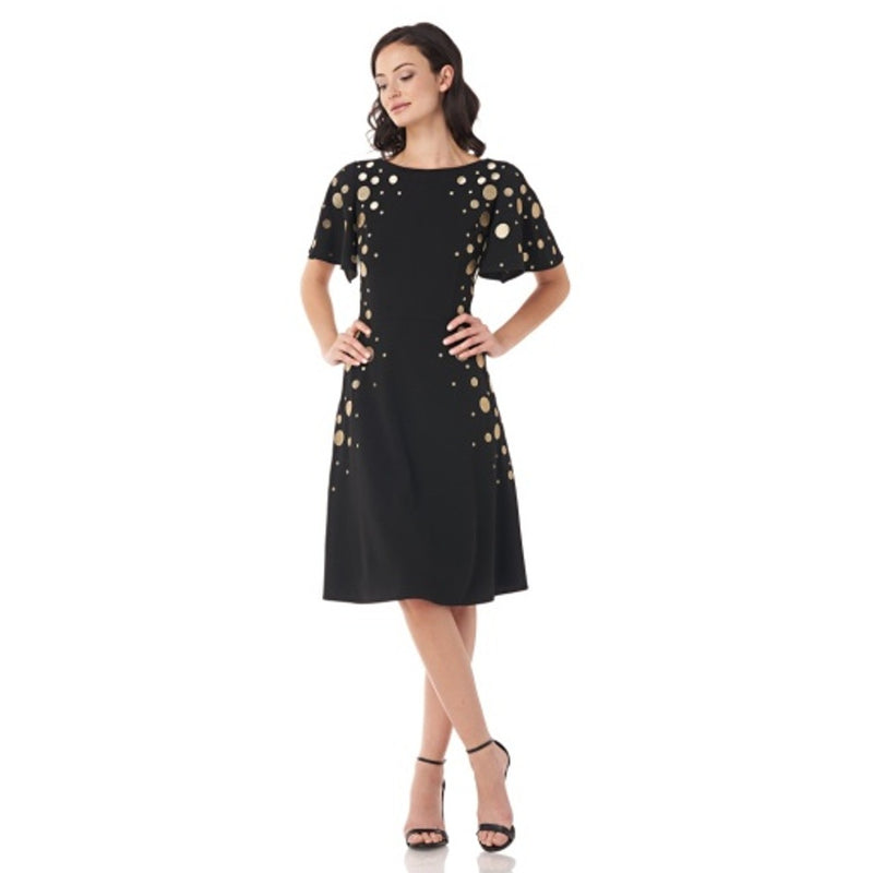 JS Collections - Womens Embroidered Crepe Cocktail
