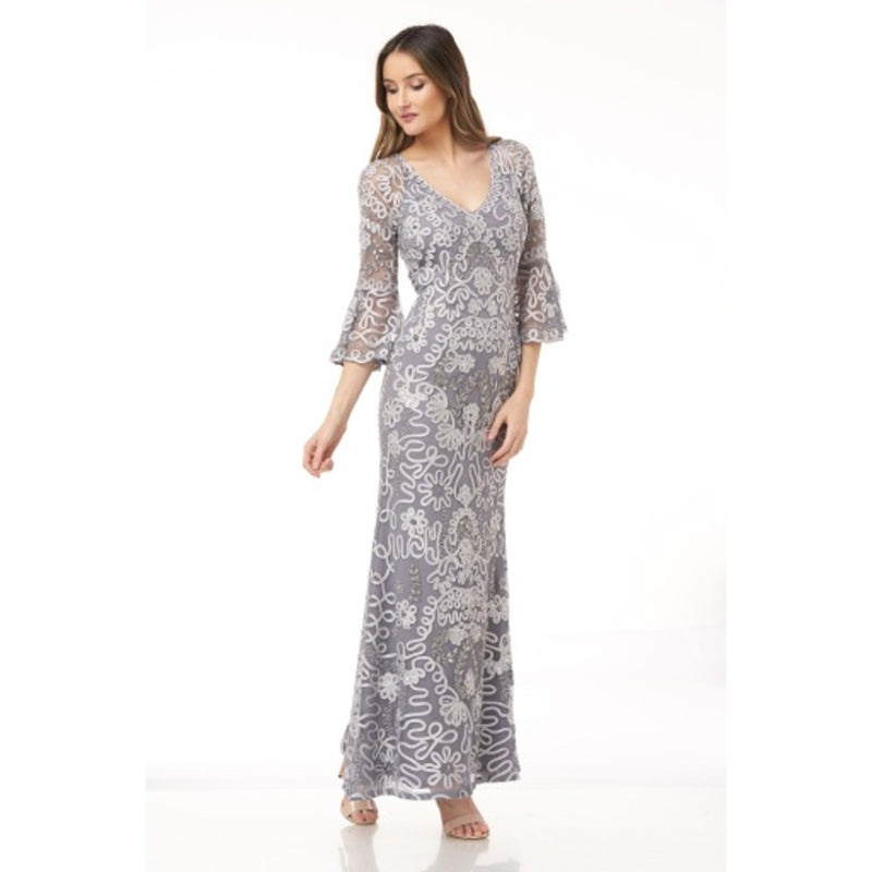 JS Collections - Womens Bead Soutache Embroidered Gown