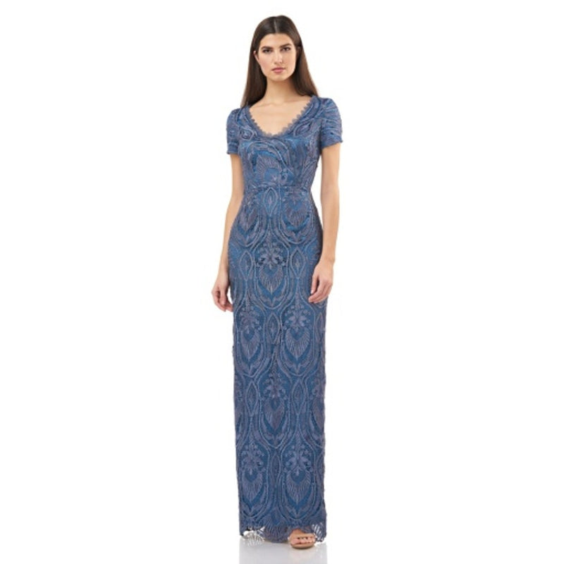JS Collections - Womens Lace Ss Surplice Dress