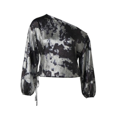 Liverpool Los Angeles - Womens Long Slv One Shoulder Wvn Top with Ties