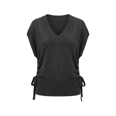 Liverpool Los Angeles - Womens Vneck Dolman Popover Sweater with Ties