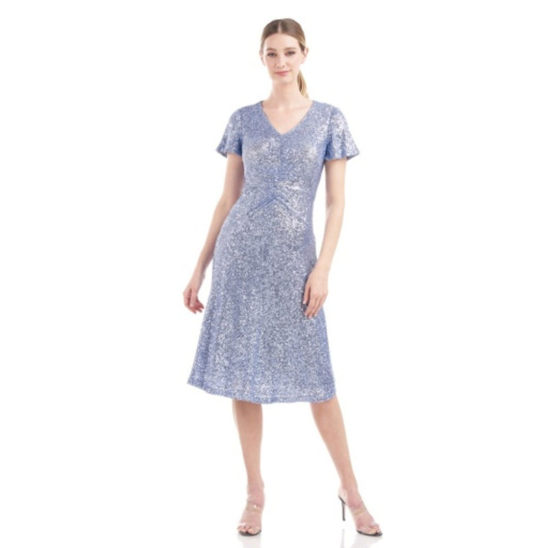 JS Collections - Womens Annie V-Neck Knee Length Dress