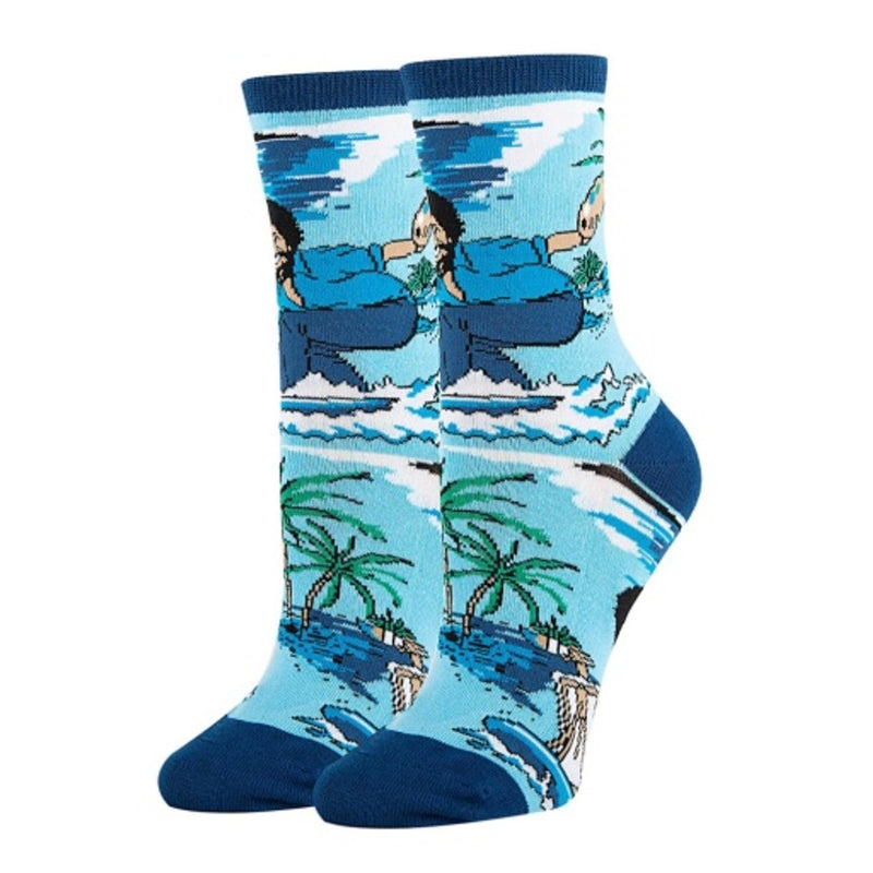 Oooh Yeah - Womens Crew Socks Bob Ross Waves