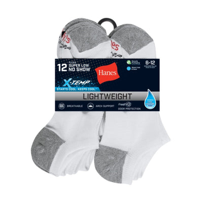 Hanes - Mens X-Temp Men's Lightweight No Show Socks Shoe Sizes 6-12 12-Pairs