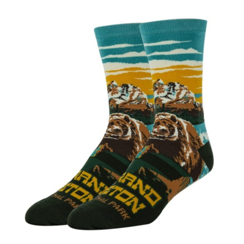 Oooh Yeah - Mens Crew Socks-Grand Teton Grizzly