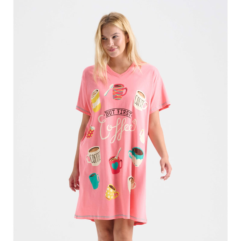 Little Blue House - But First Coffee Womens Sleepshirt
