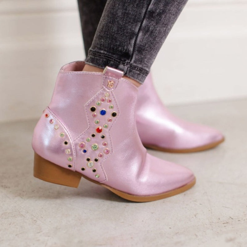 Yosi Samra - Kids Miss Dallas Gem Western Boot in Pink Kids