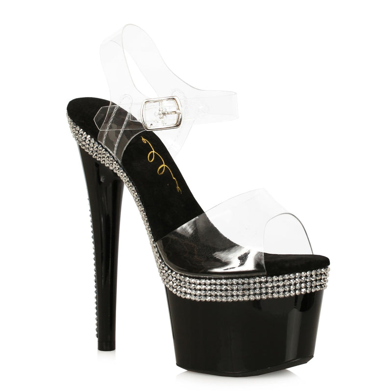 Ellie Shoes - 7" Pointed Stiletto Sandal W/Rhinestones on Platform