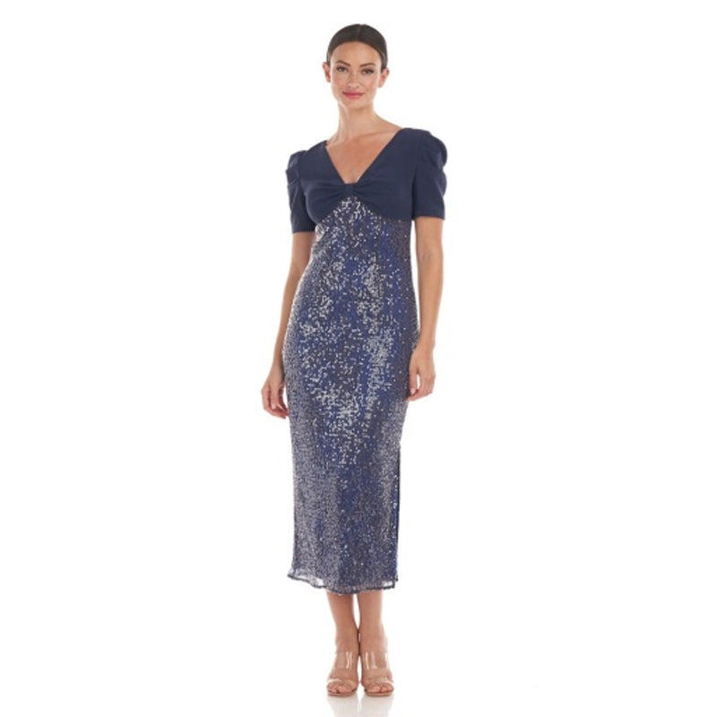JS Collections - Womens Debbie V-Neck Tea Length Dress