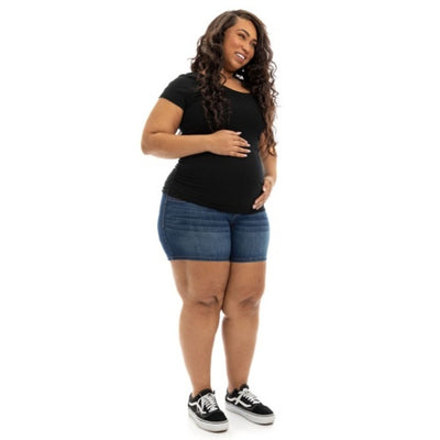 1822 Denim - Womens Plus Size Maternity 5" Short with Bellyband