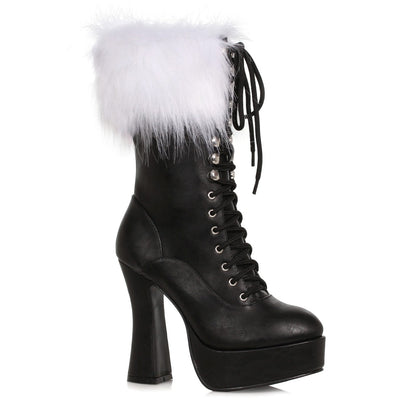 Ellie Shoes - 5.5” Heel Women’S Santa Boot with Laces & Faux Fur