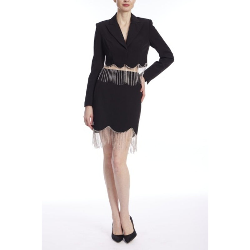 Badgley Mischka - Womens Scallop Fringe Jkt