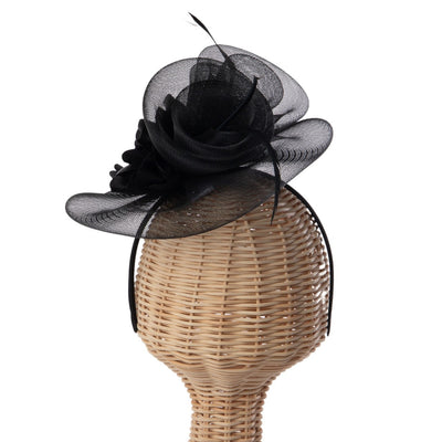 San Diego Hat Company - Poly Mesh Fascinator with Rose